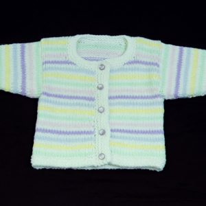 Striped Baby Cardigan, Bonnet and Booties pattern