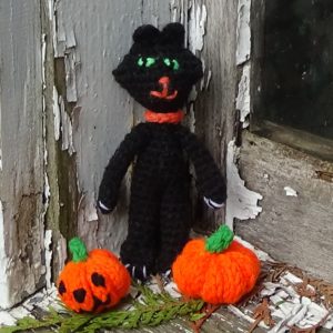 Crocheted Halloween Black Cat, Haunting Halloween Creatures
