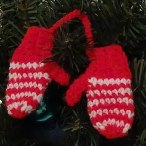 Crochet Elf Mittens Ornament