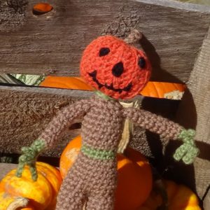 Crocheted Pumpkinhead doll