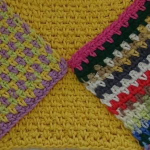 3 variations of moss stitch washcloth