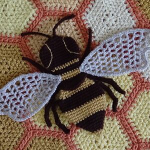 Crocheted Honey Bee on Blanket