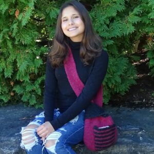 Machine Knitting Boho Hobo Bag variation 1