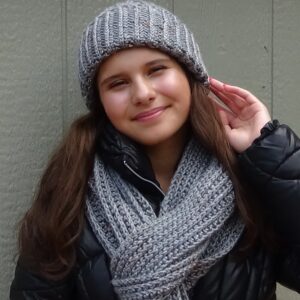 Crocheted Railroad Rib Cap and Scarf