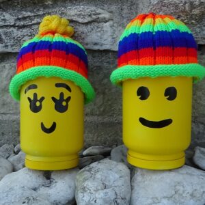 Mock Rib Beanie with Rainbow stripes