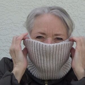 Ribbed neck gaiter machine knitting ski mask