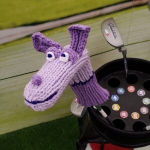 Purple Putter Pooch machine knit golf club cover