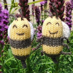 machine knit bee ornament